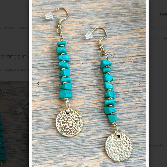 GiaJean Boutique Jewelry - Boho “ Daphne “ Gold Dangle Earrings with Aquamarine Beads R4A